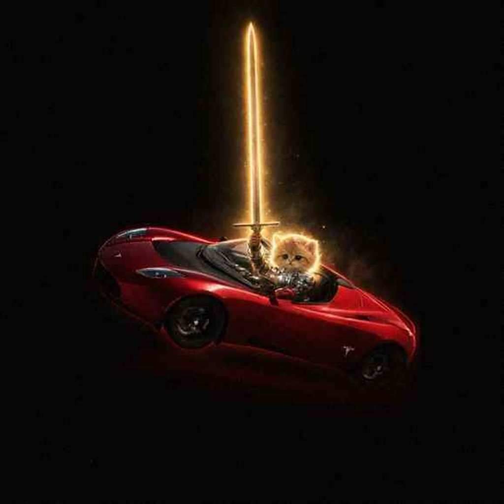 Dark teaser of the roadster with the glowing sword